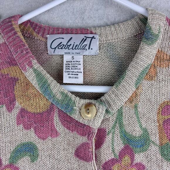 Vintage Gabriella T Floral Button Up Cardigan Women's Small Granny Cottage Italy - Picture 6 of 10